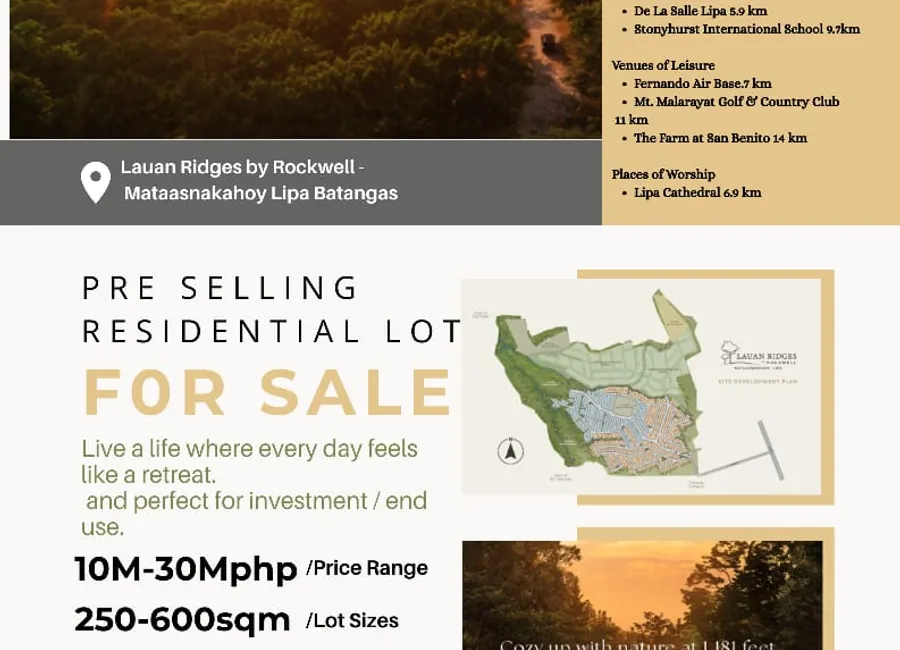 Prime Residential Lot For Sale in LIPA by Rockwell