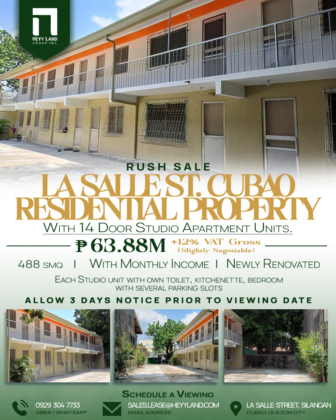RUSH SALE La Salle St. Cubao Residential Property with 14 Door Studio Apartment Units in QUEZON CITY