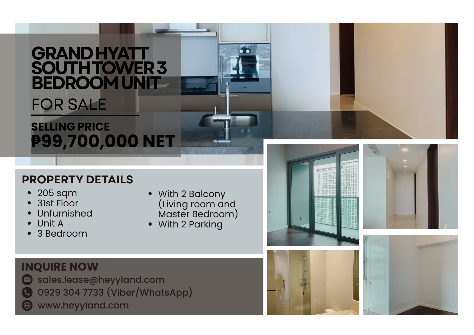FOR SALE Grand Hyatt South Tower 3 Bedroom Unit in TAGUIG