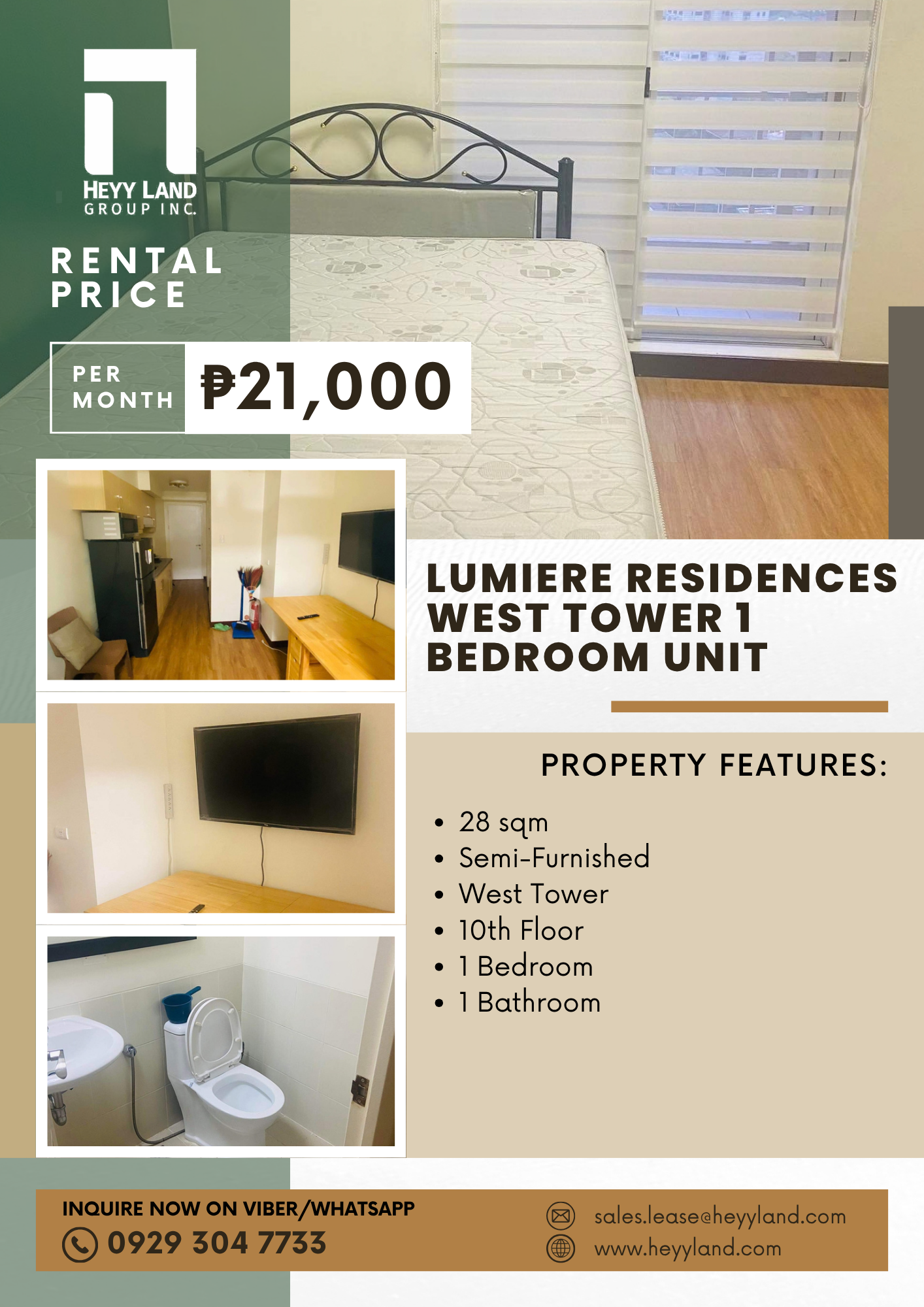 FOR RENT Lumiere Residences West Tower 1 Bedroom Unit in PASIG CITY